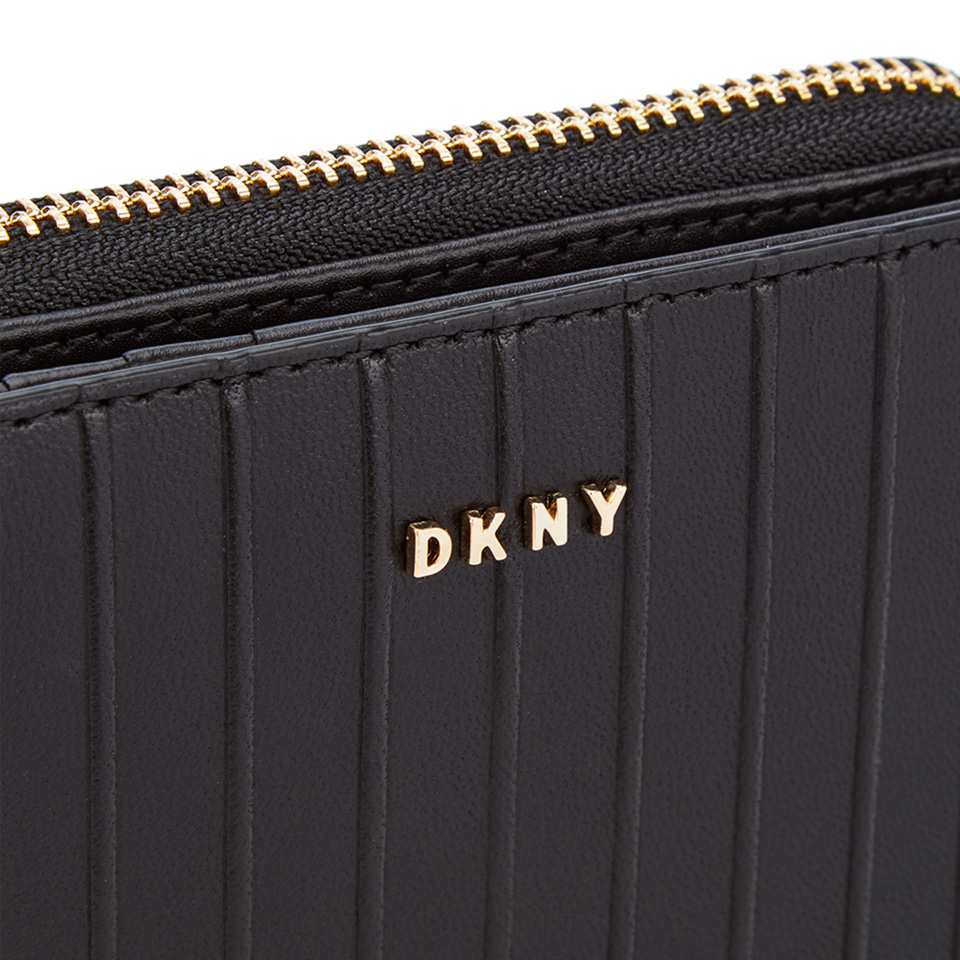 DKNY Women's Gansevoort Pinstripe Small Zip Around Purse - Black