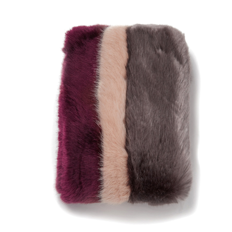 Ted Baker Women's Wyla Triple Stripe Detail Fur Scarf - Mid Purple