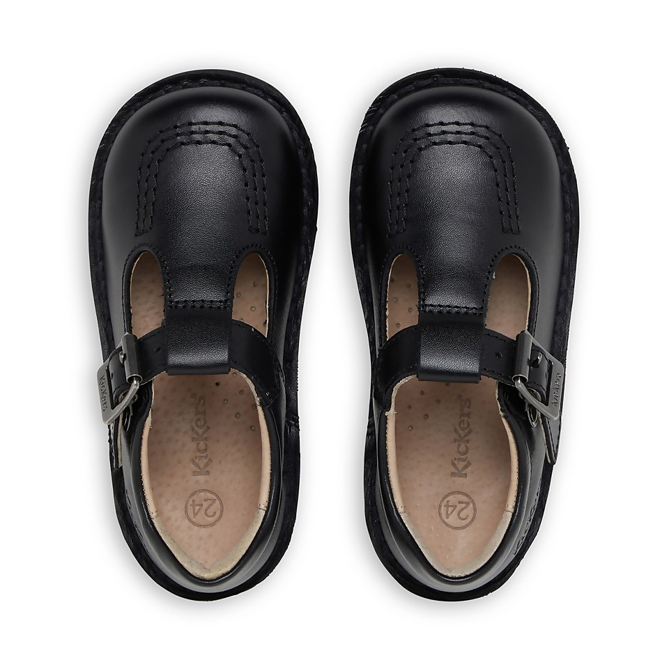 Infant Girls Kick T Bar Leather Black
