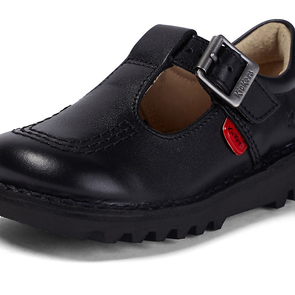 Infant Girls Kick T Bar Leather Black