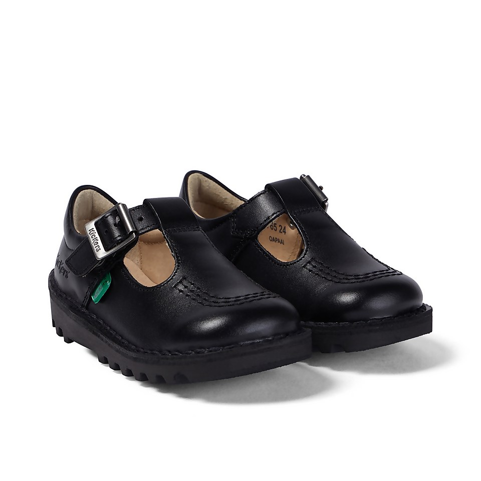 Infant Girls Kick T Bar Leather Black