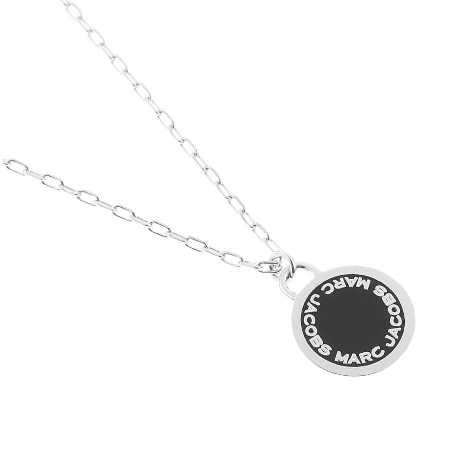 Marc Jacobs Women's Enamel Logo Disc Pendant Necklace - Black/Argento