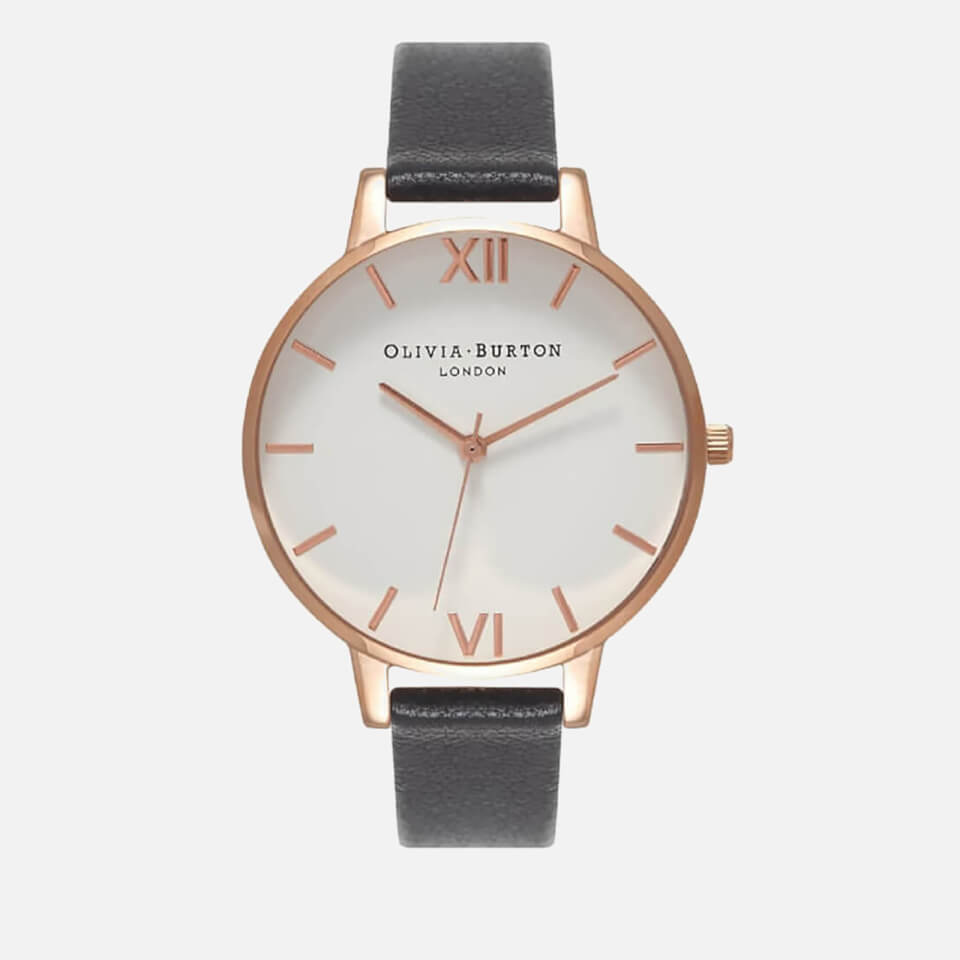 Olivia Burton Women's White Big Dial Watch - Black/Rose Gold