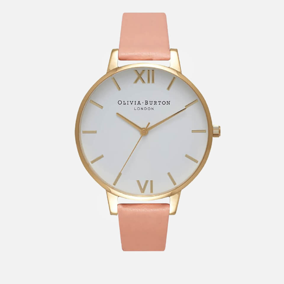 Olivia Burton Women's White Big Dial Watch - Dusty Pink/Gold