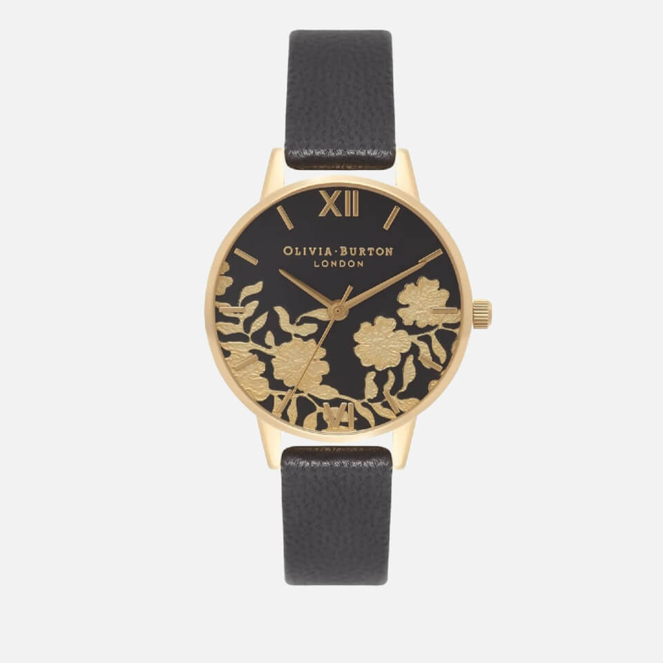 Olivia Burton Women's Lace Detail Midi Watch - Black/Gold