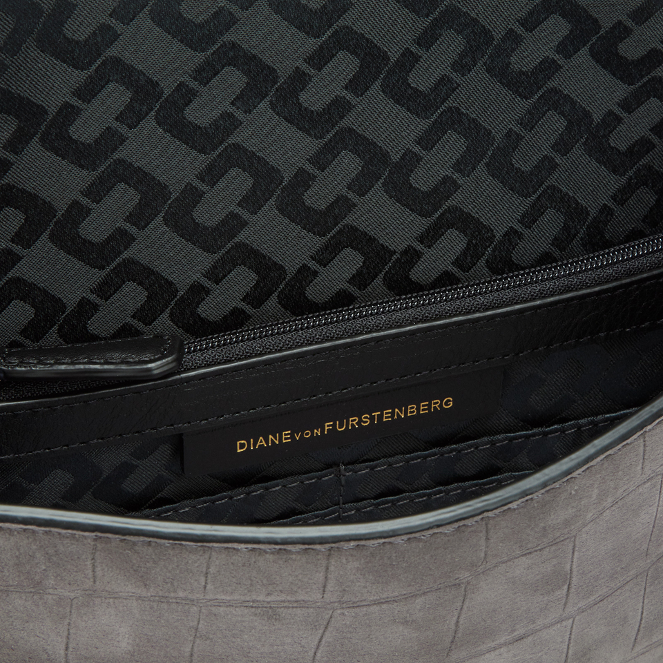 Diane von Furstenberg Women's Gallery Uptown Embossed Croc Clutch Bag - Slate