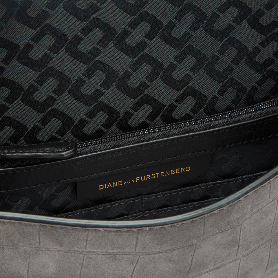Diane von Furstenberg Women's Gallery Uptown Embossed Croc Clutch Bag -  Slate