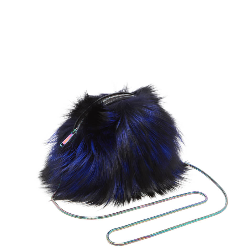 Diane von Furstenberg Women's Love Power Tipped Fox Puff Mini Bag - Cobalt