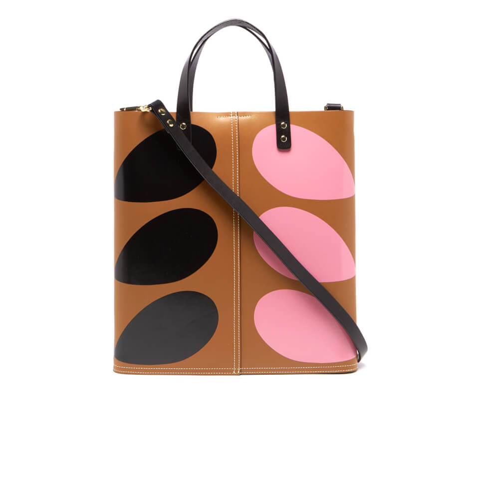 Orla Kiely Women's Stem Print Leather Laurel Tote Bag - Hazel