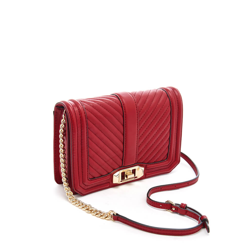 Rebecca Minkoff Women's Chevron Quilted Small Love Cross Body Bag - Deep Red
