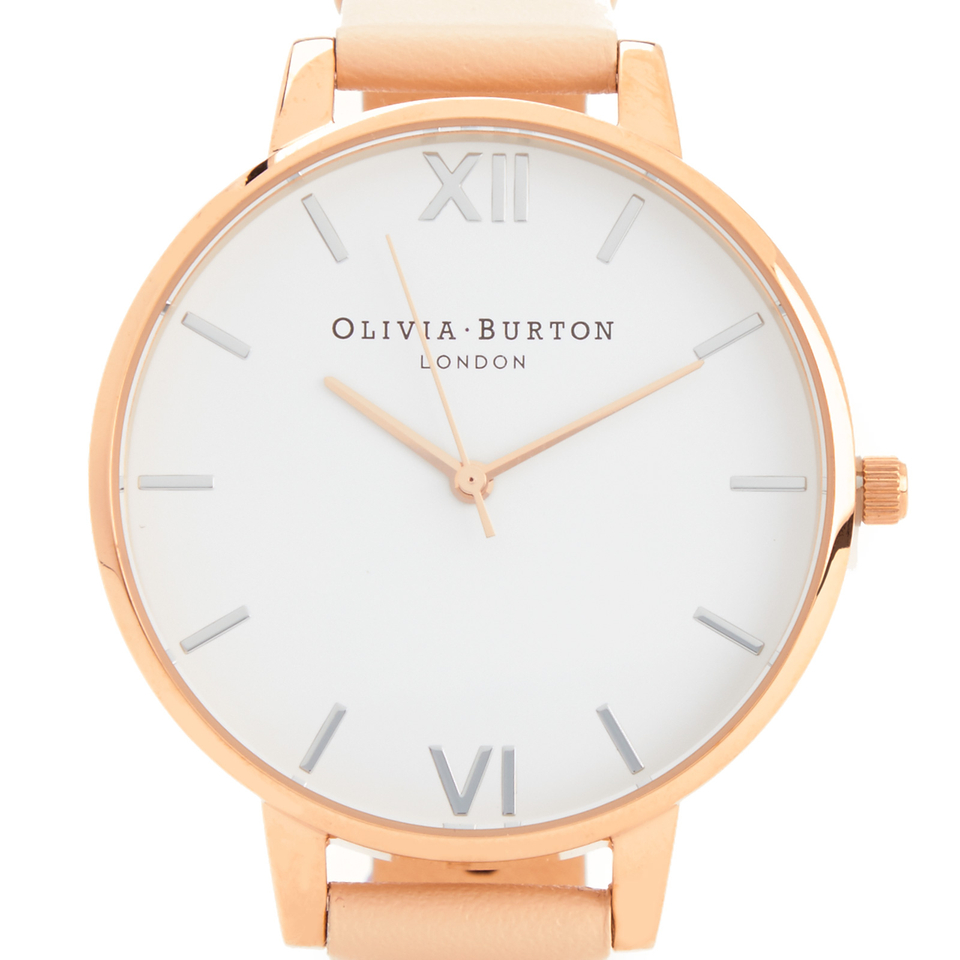 Olivia Burton Women's White Dial Big Dial Watch - Nude Peach and Rose Gold