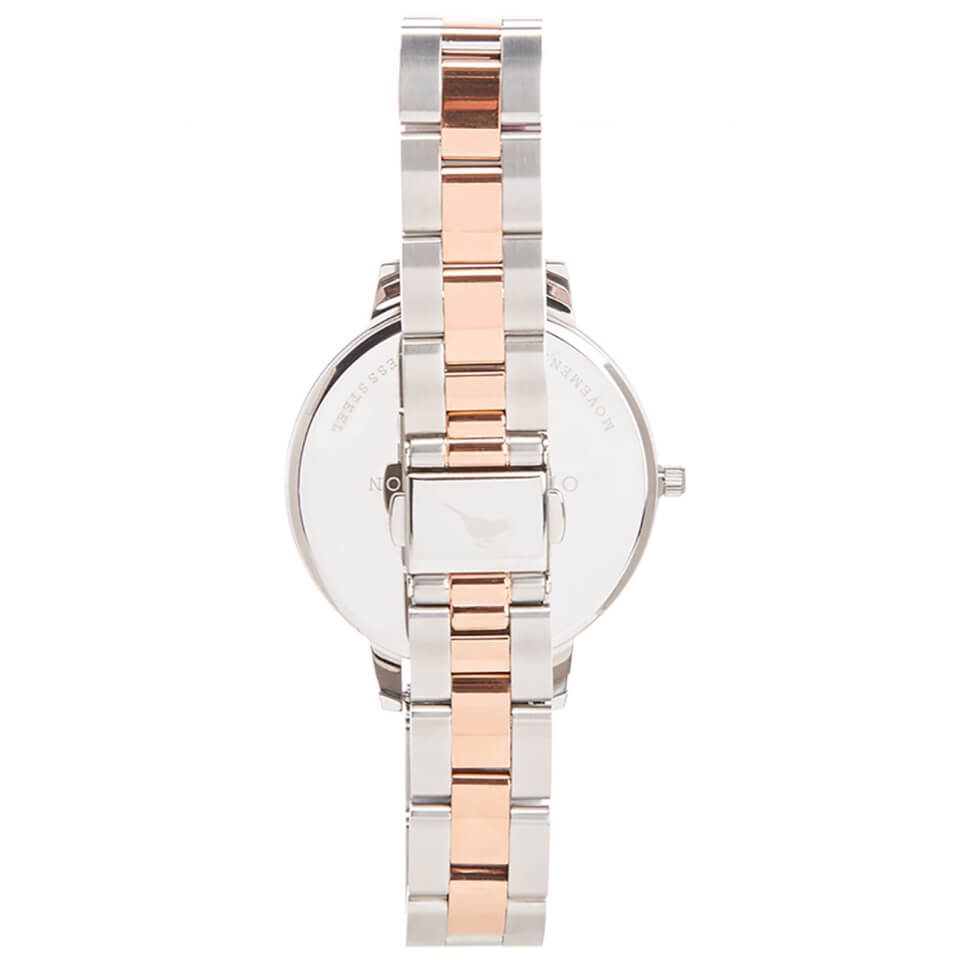 Olivia Burton Women's White Dial Bracelet Watch - Silver & Rose Gold