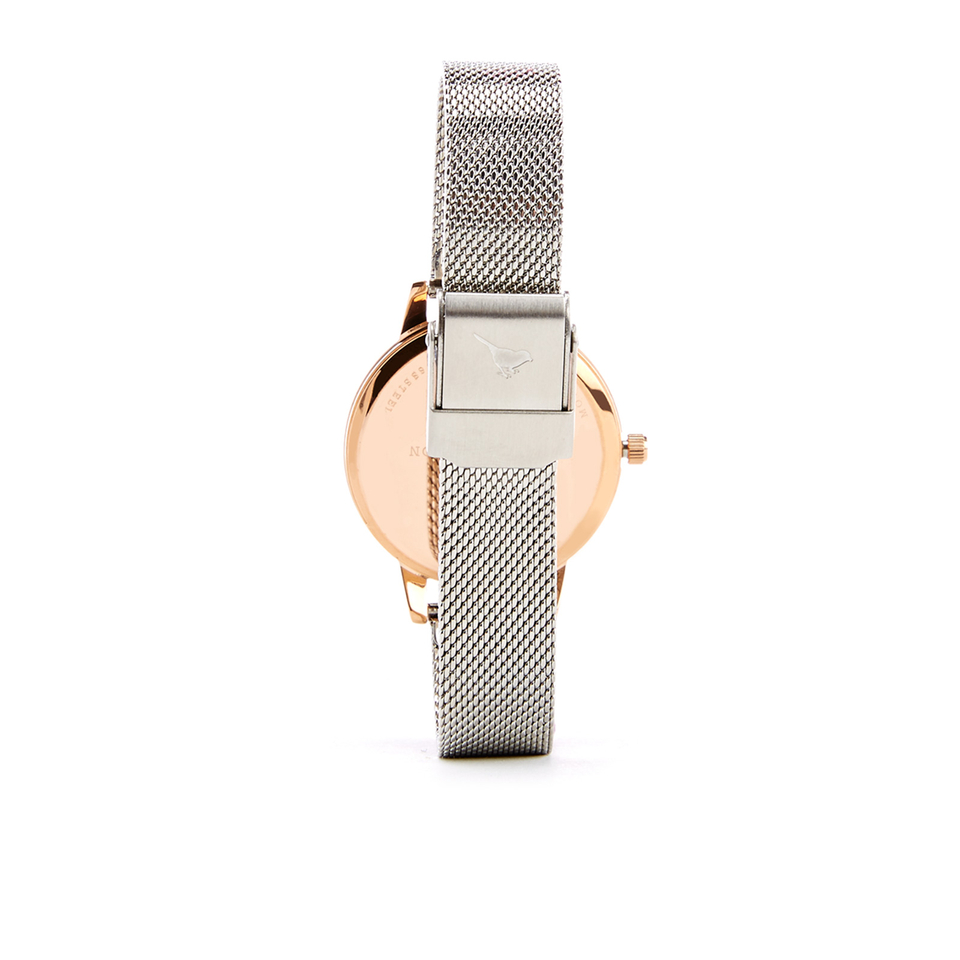 Olivia Burton Women's White Dial Mesh Watch - Rose Gold and Silver