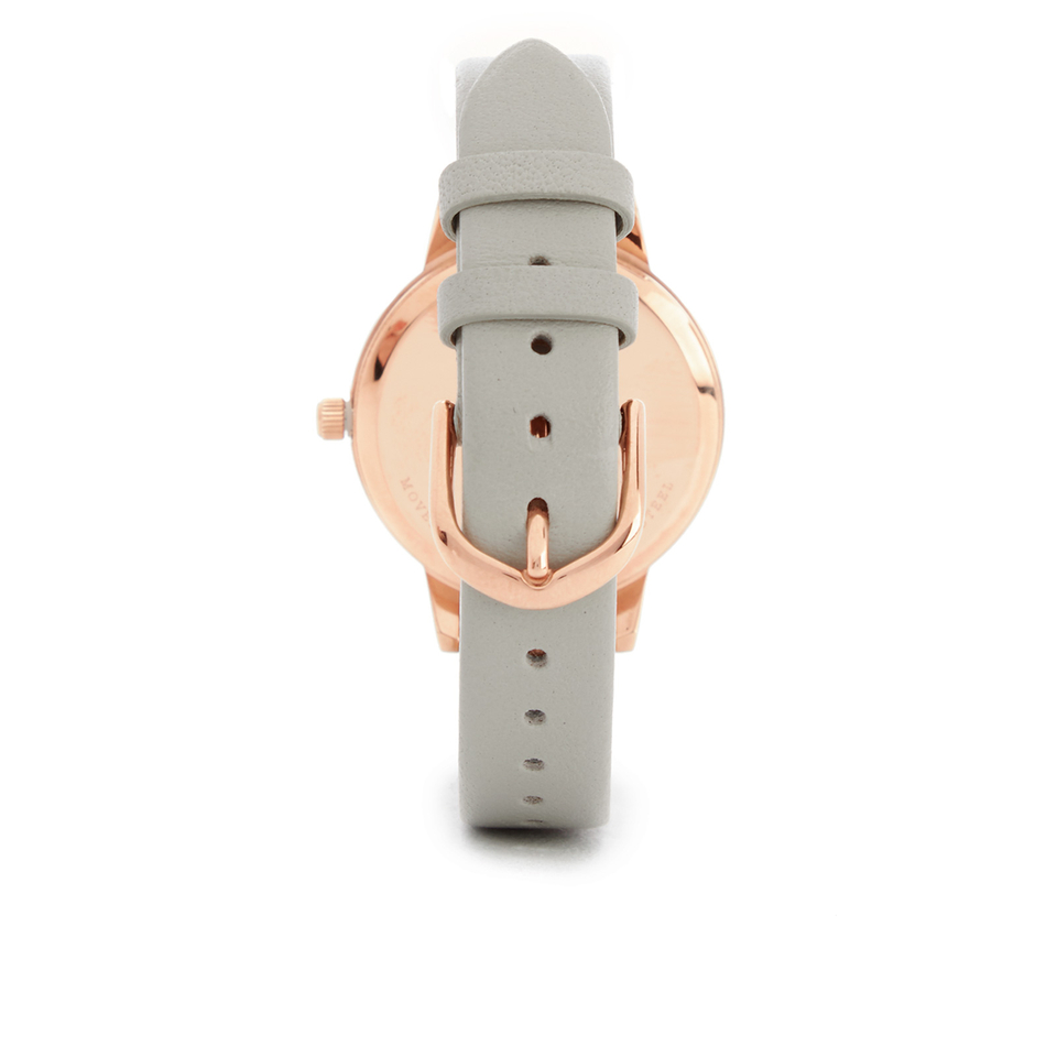 Olivia Burton Women's Moulded Bee Midi Dial Watch - Grey/Rose Gold