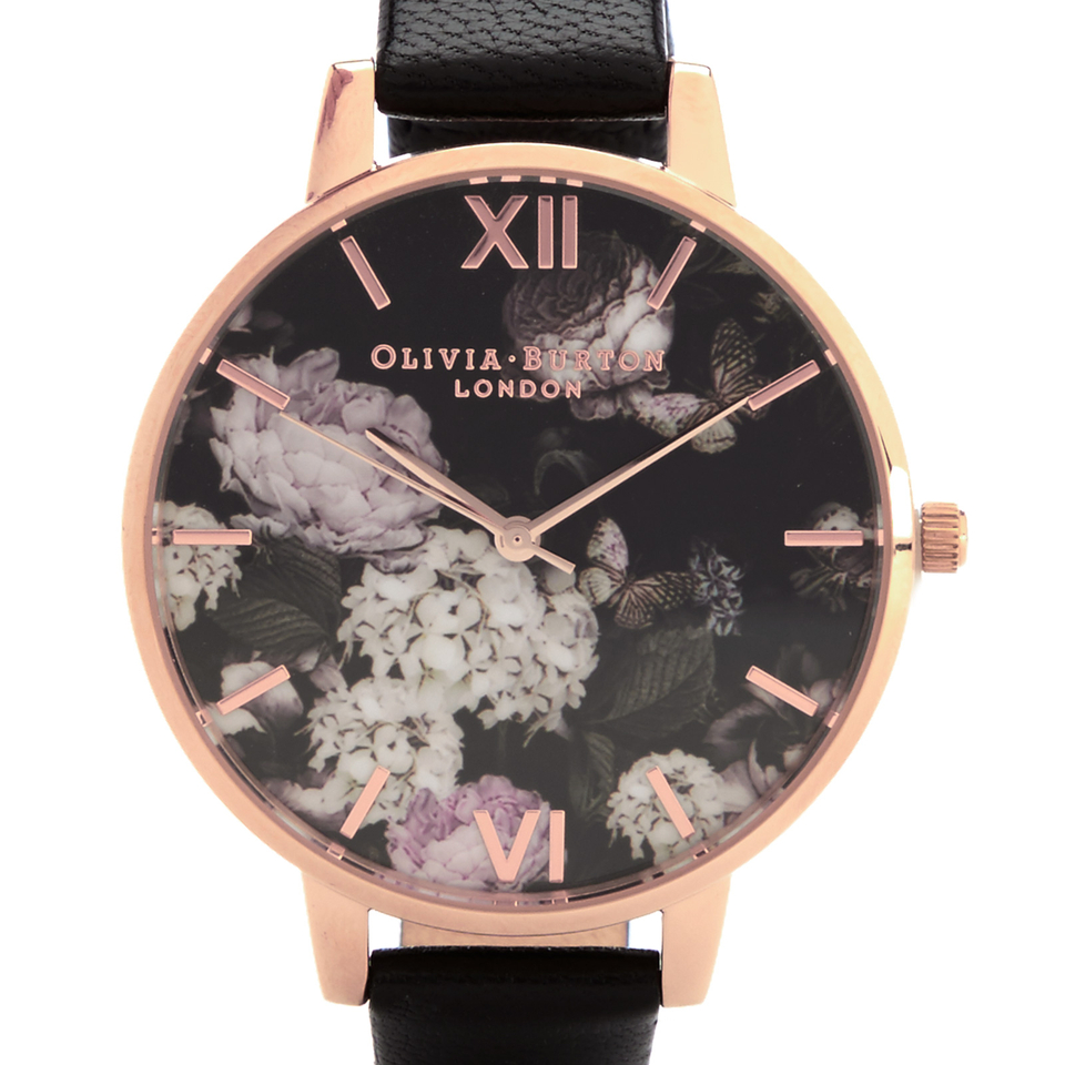 Olivia Burton Women's Signature Floral Watch - Black/Rose Gold