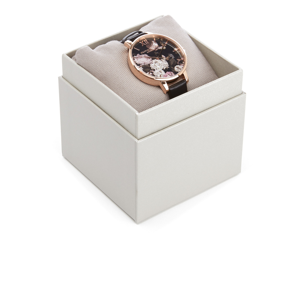 Olivia Burton Women's Signature Floral Watch - Black/Rose Gold