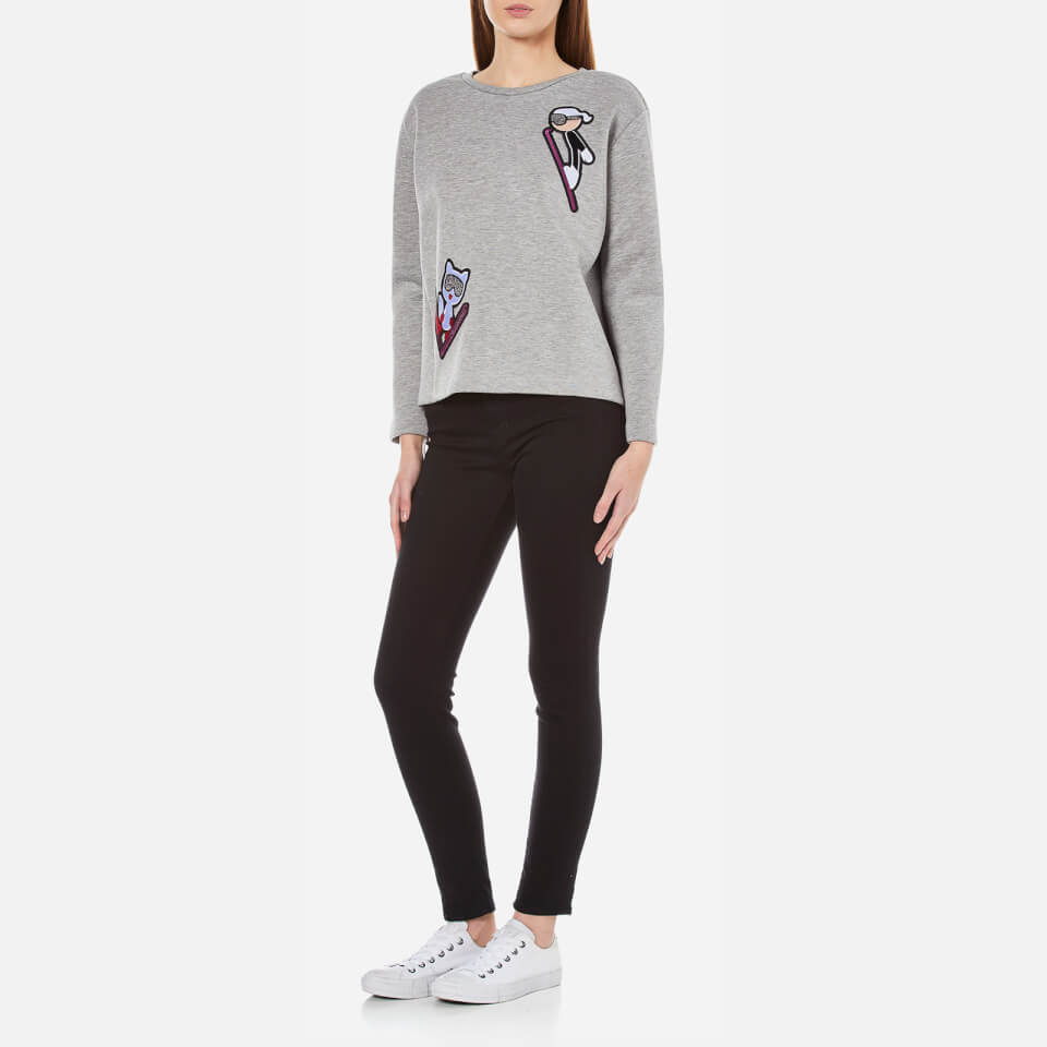 Karl Lagerfeld Women's Karl Ski Patches Sweatshirt - Grey