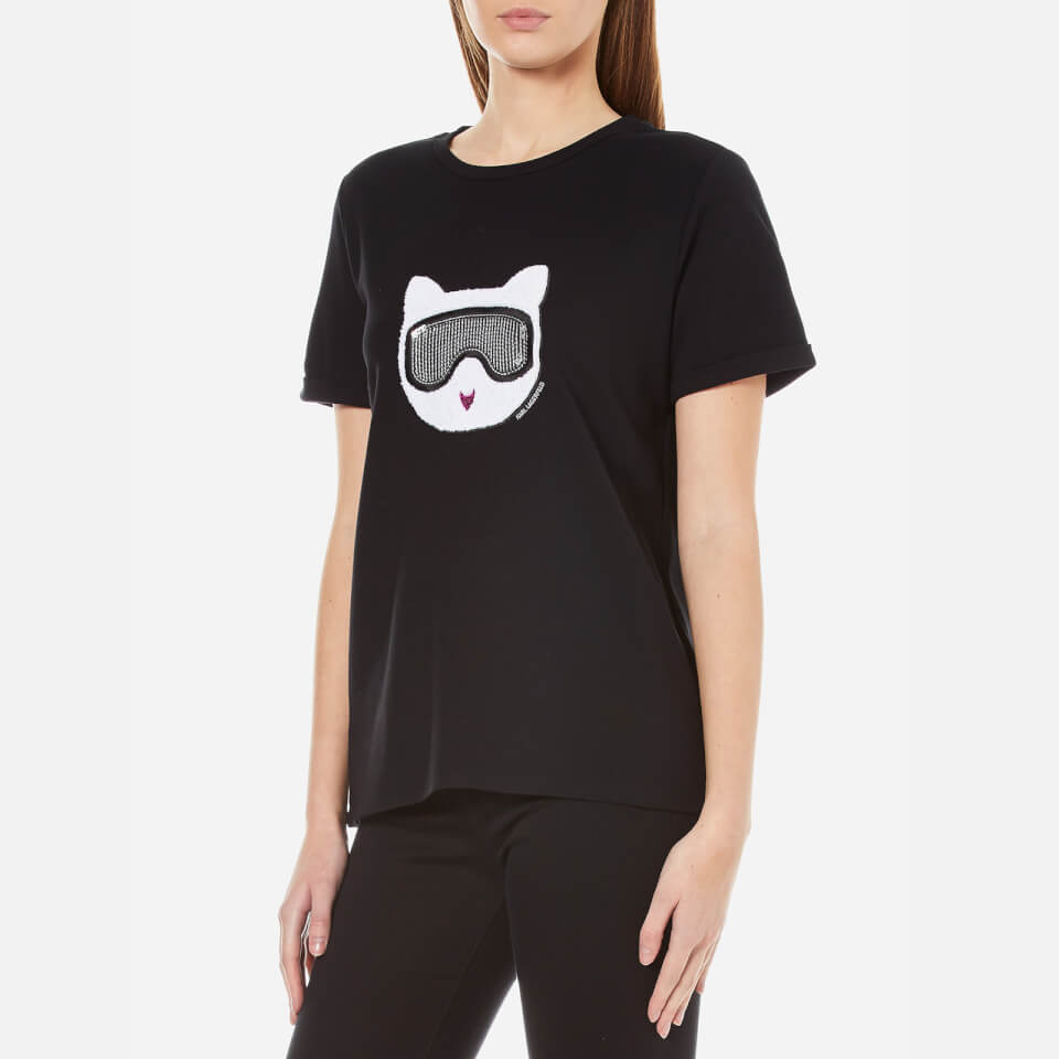 Karl Lagerfeld Women's Furry Winter Choupette T-Shirt - Black