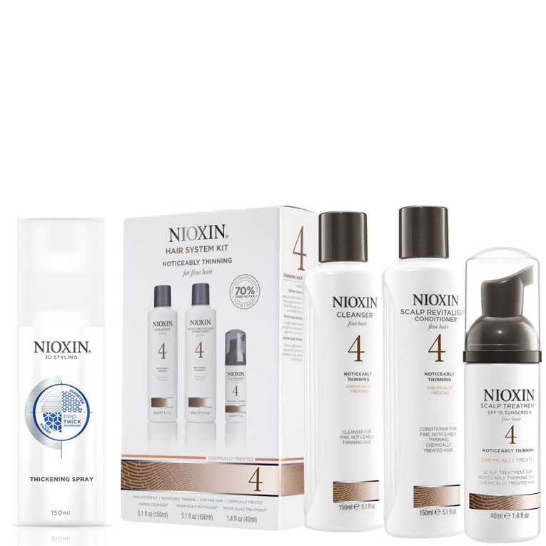 NIOXIN Hair System Kit 4 and Thickening Spray Bundle