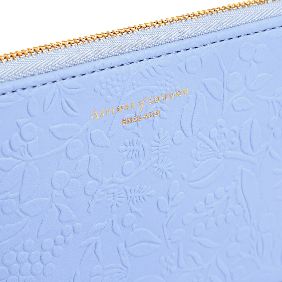 Aspinal of London Women's Continental Clutch Embossed Flower Purse - Blue