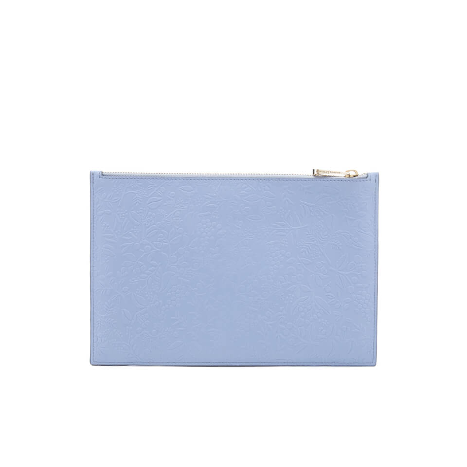 Aspinal of London Women's Essential Flat Embossed Flower Large Pouch - Blue