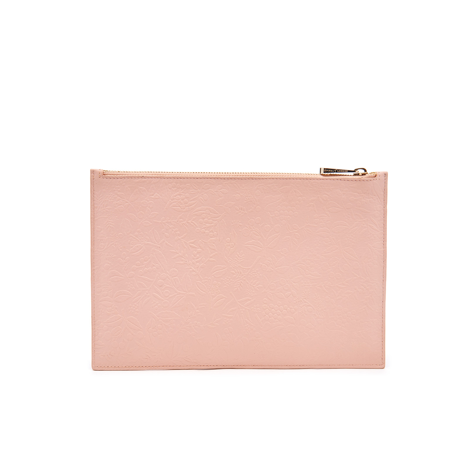 Aspinal of London Women's Essential Flat Embossed Flower Large Pouch - Peach
