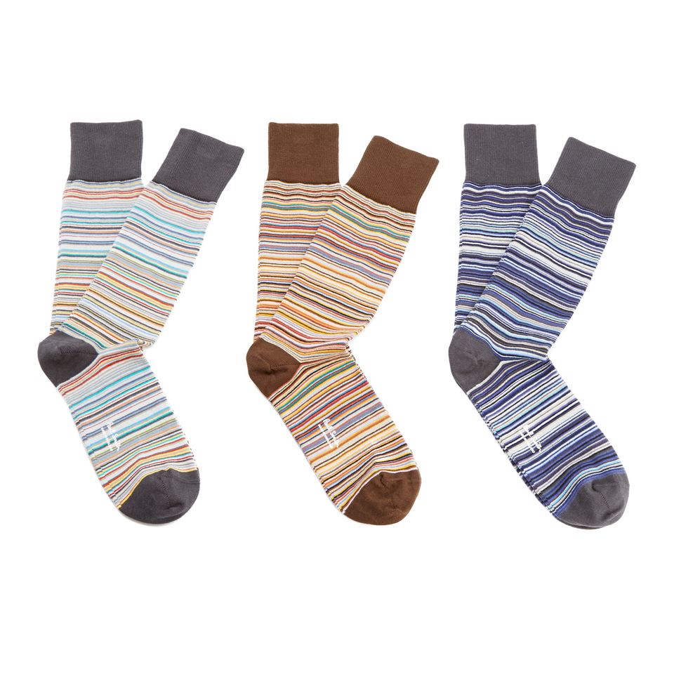 Paul Smith Men's 3 Pack Multi Stripe Socks - Multi