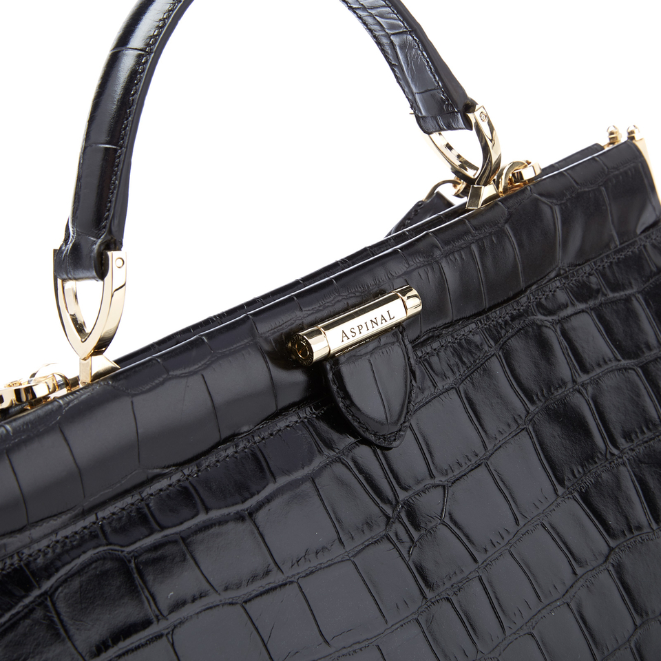 Aspinal of London Women's Large Frame Bag - Black Croc