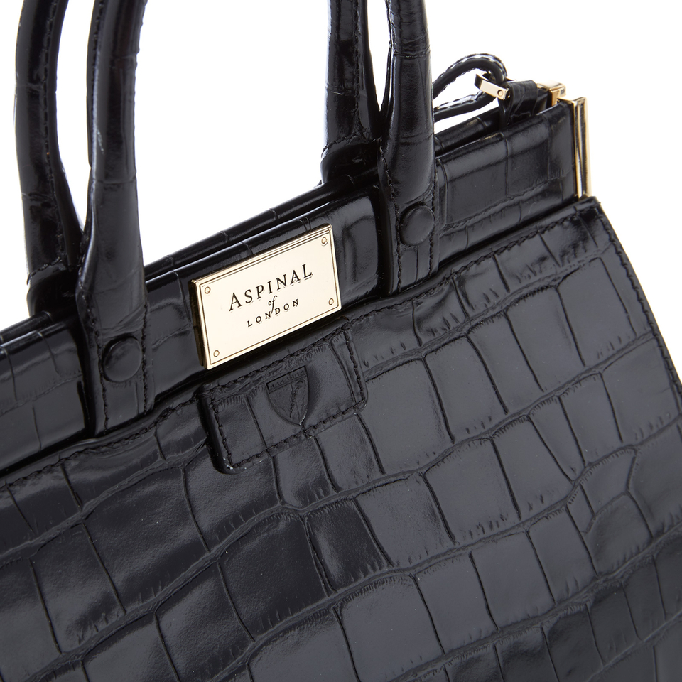 Aspinal of London Women's Small Snap Bag - Black Croc