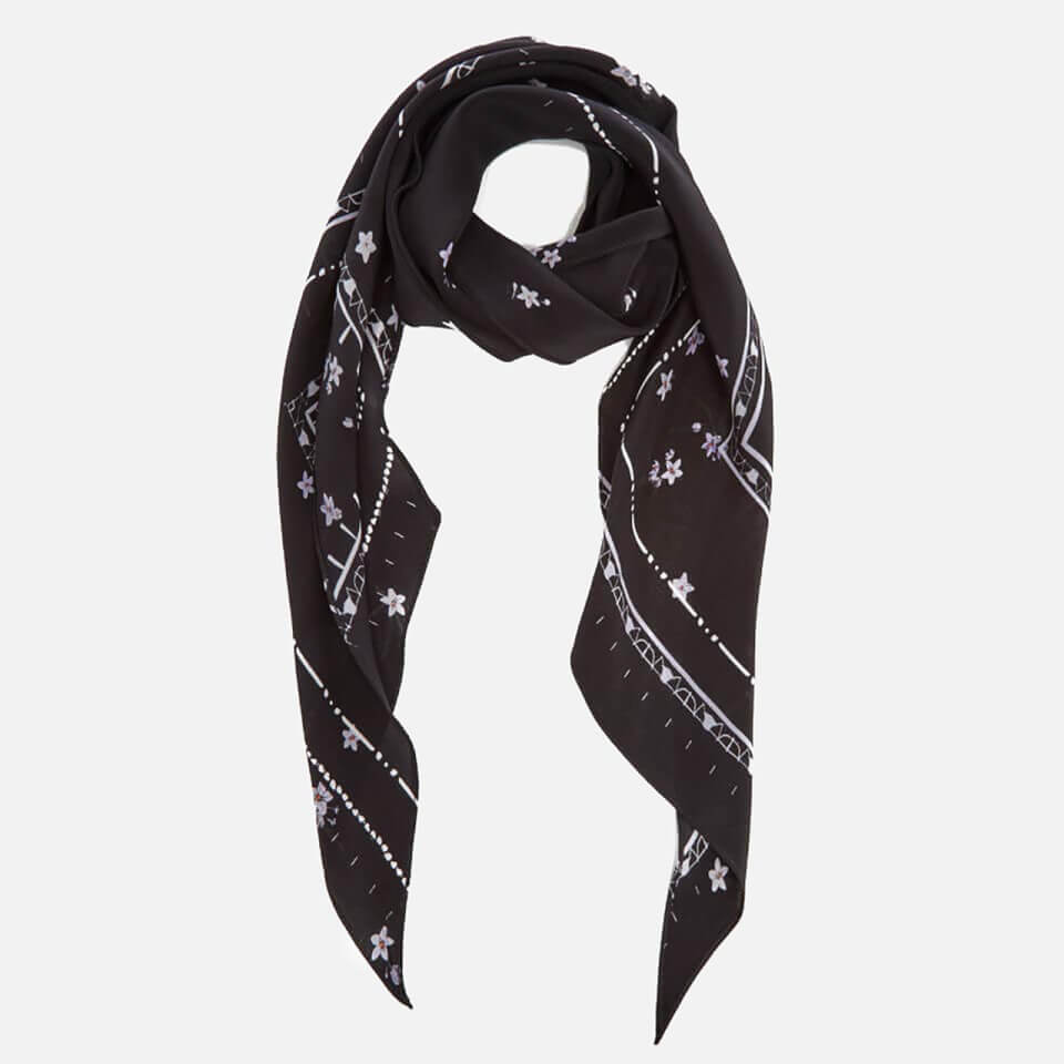 Rockins Women's Night Flower Classic Skinny Scarf - Black