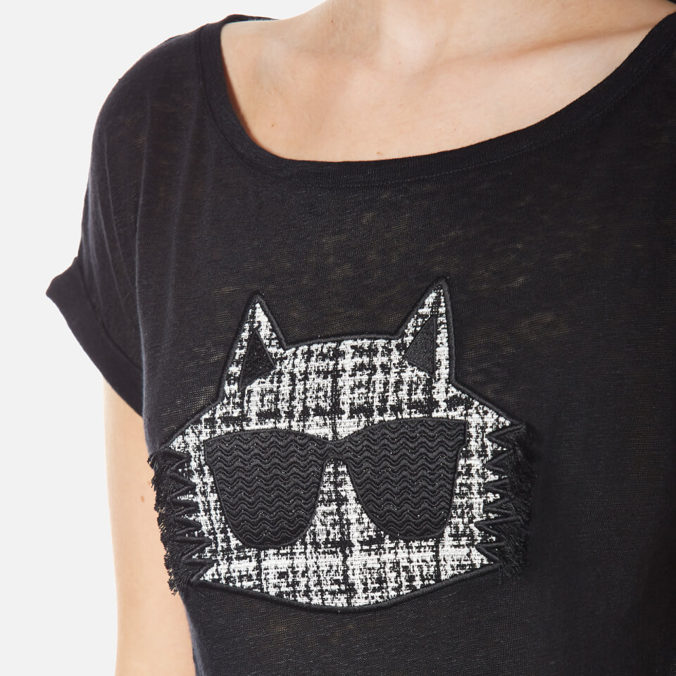 【楽ギフ_包装】 Karl Lagerfeld Women's Boucle Choupette Linen T-Shirt トップス