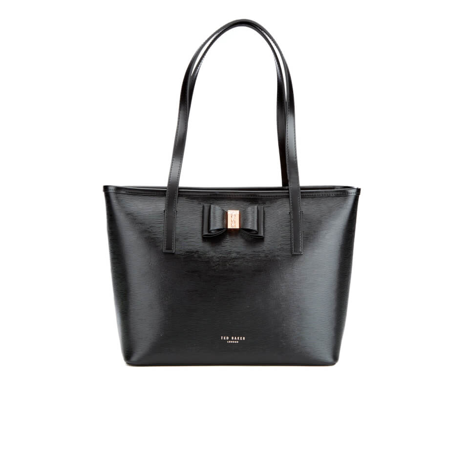 Bow detail small leather shopper bag store