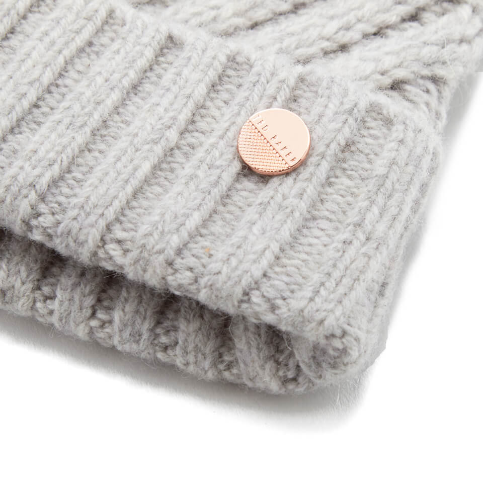 Ted Baker Women's Lisabet Cable Knitted Hat with Pom Pom - Grey