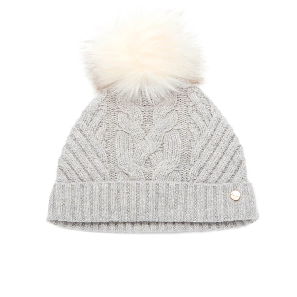 Ted Baker Women's Lisabet Cable Knitted Hat with Pom Pom - Grey