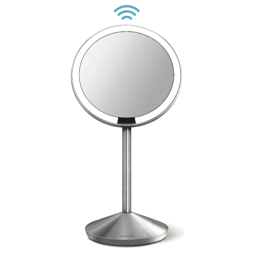 simplehuman Rechargeable Stainless Steel Sensor Mirror with Travel Case - 10x Magnification 12cm