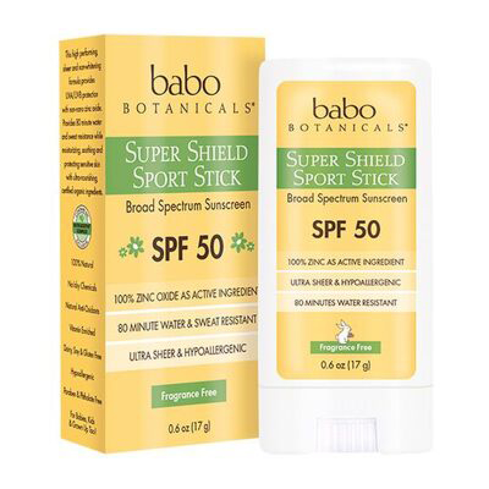 Babo Botanicals Super Shield Fragrance Free Zinc Sport Stick Sunscreen SPF 50