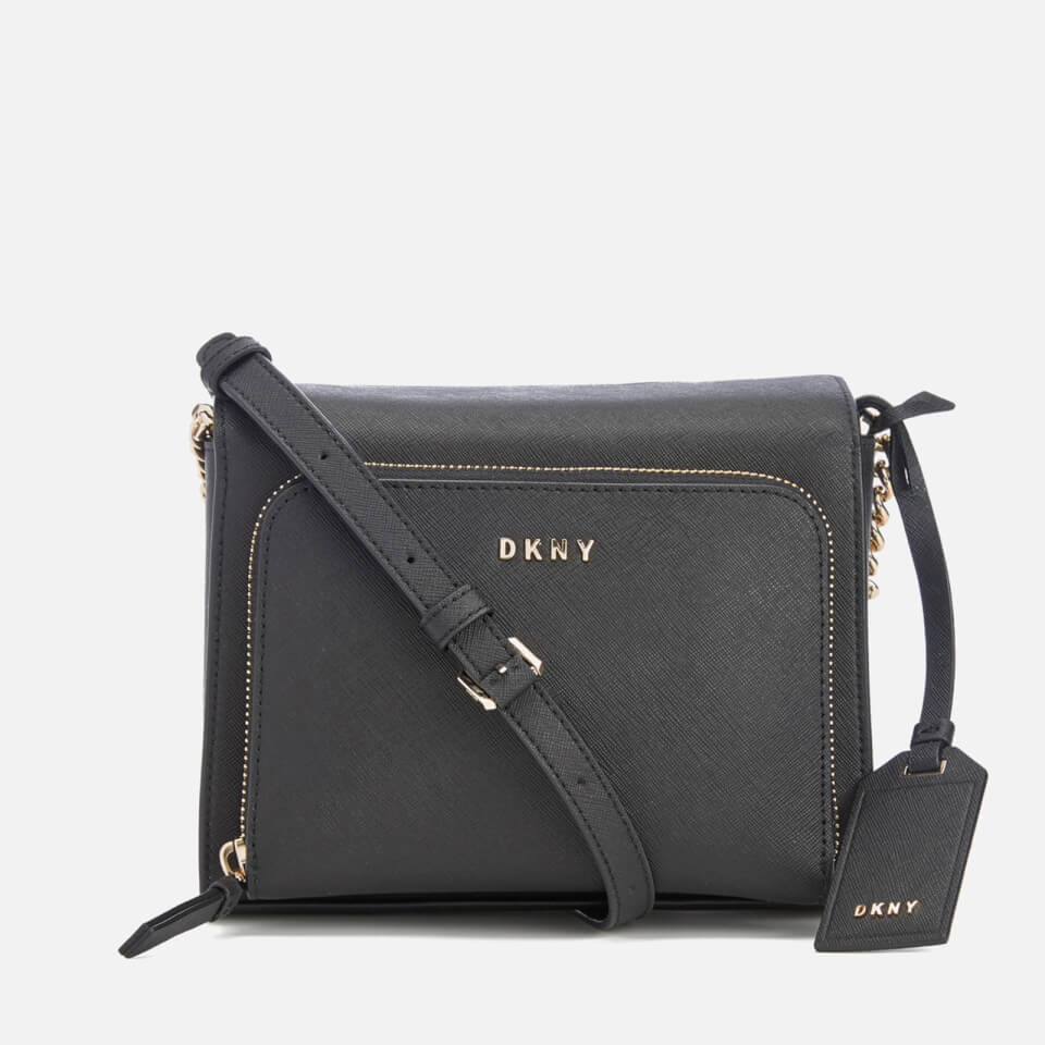 DKNY Bryant Park Black Leather Front Pocket Cross-Body Bag