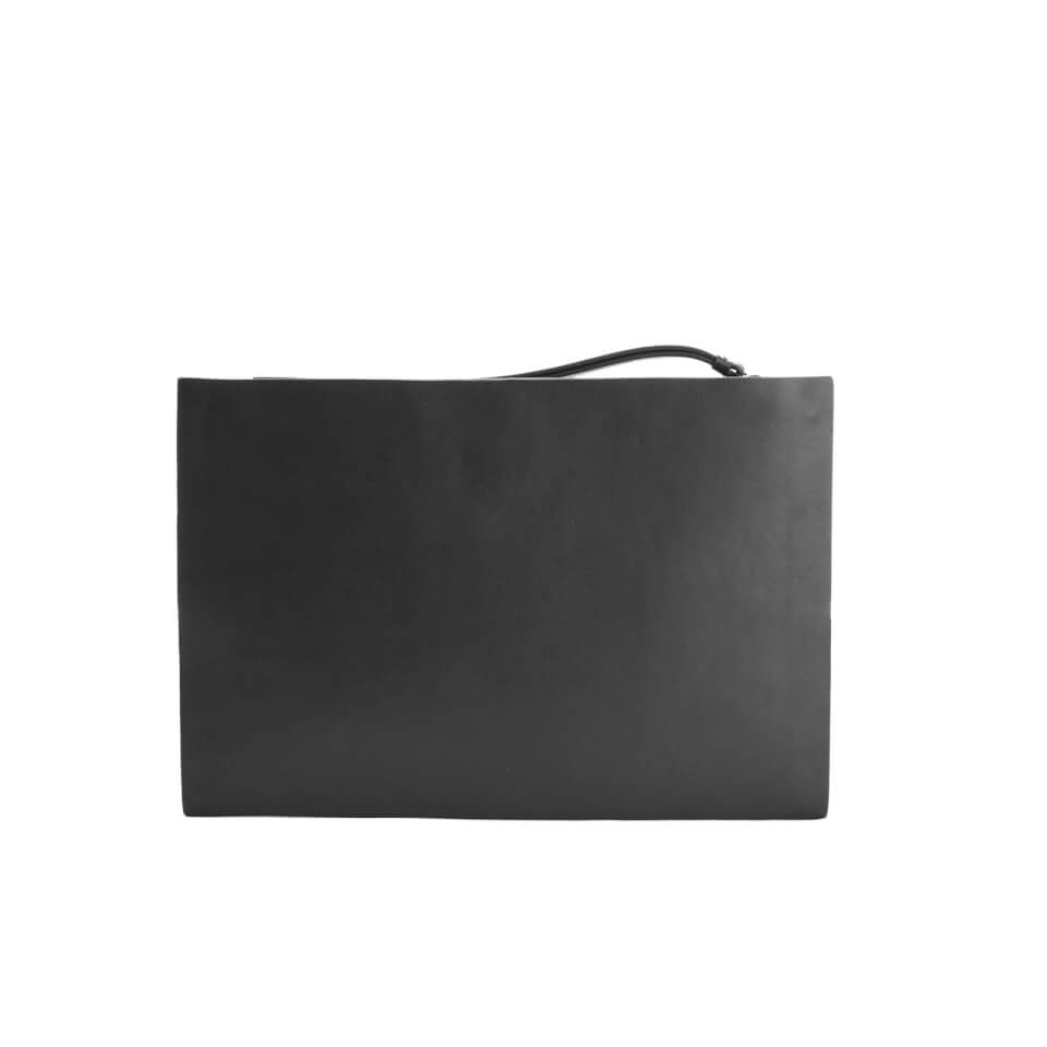 DKNY Women's Debossed Logo Large Clutch Pouch Bag - Black