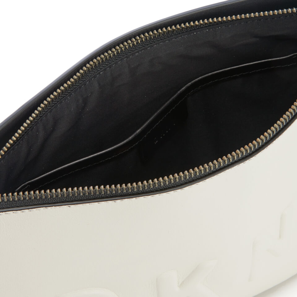 DKNY Women's Debossed Logo Large Clutch Pouch Bag - Cream