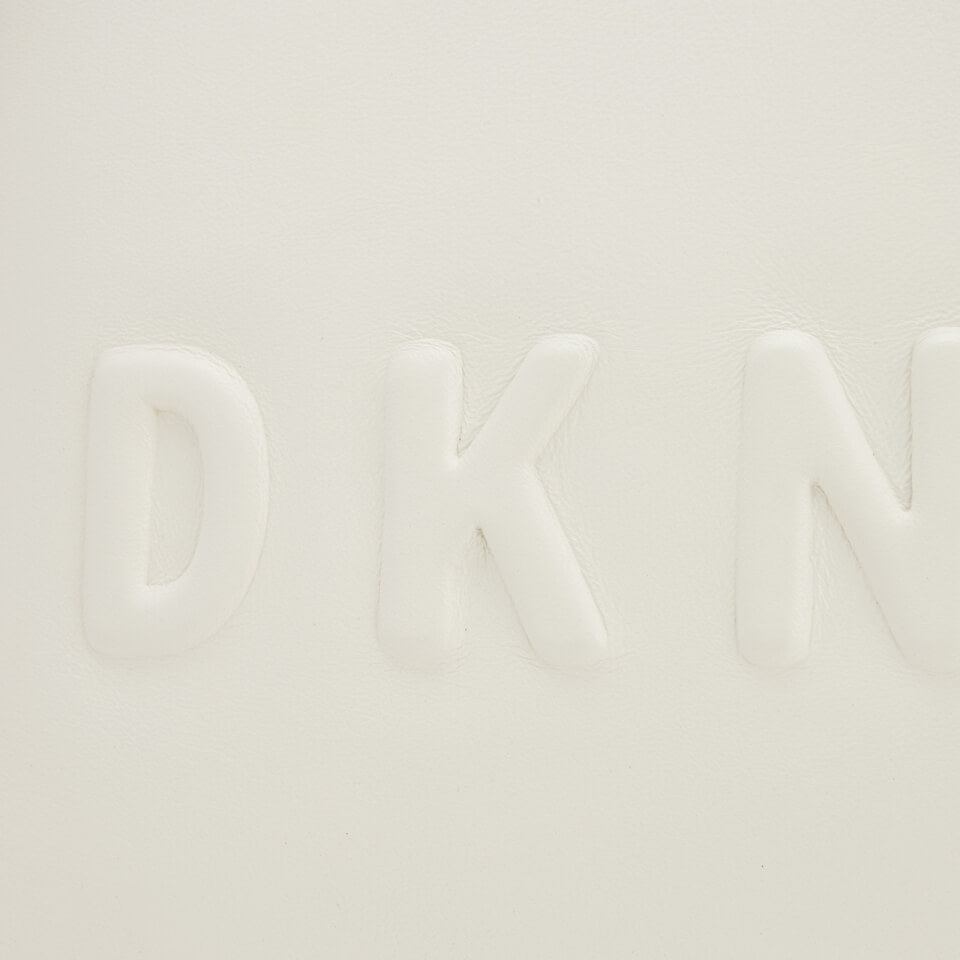 DKNY Women's Debossed Logo Large Clutch Pouch Bag - Cream