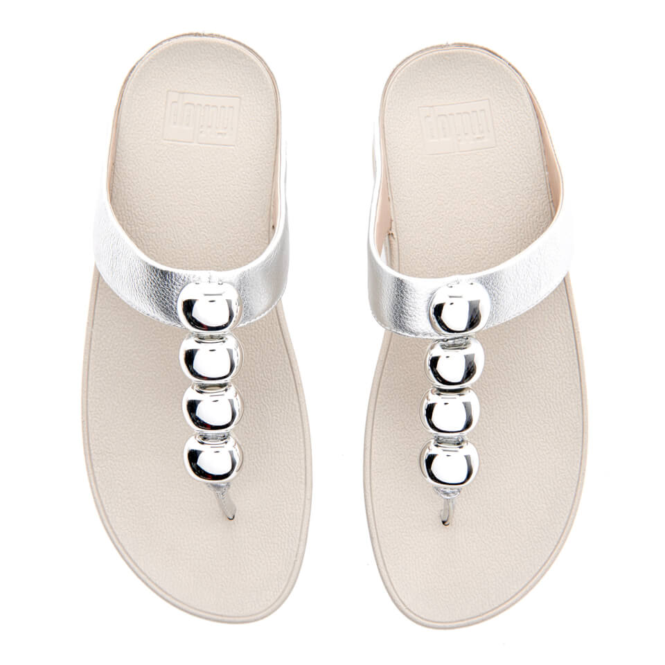 FitFlop Women s Rola Leather Toe Post Sandals Silver Allsole