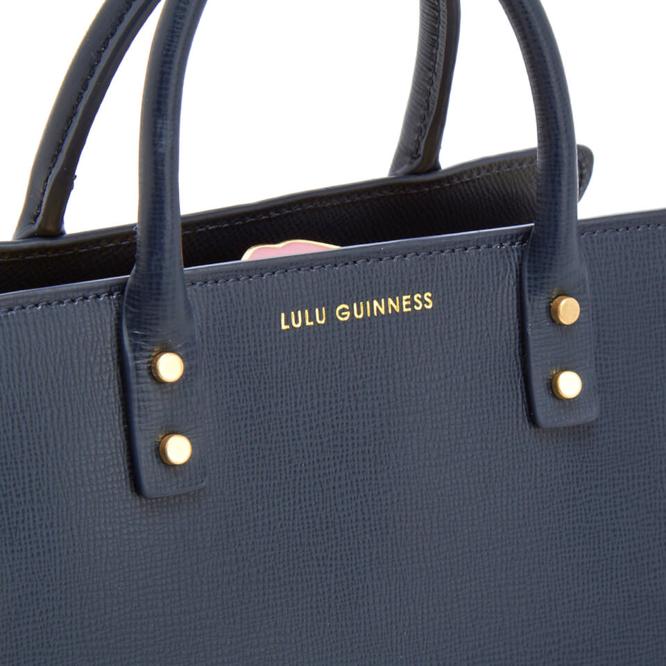 Lulu Guinness Women's Mini Daphne Textured Leather Square Cross Body Bag - Navy