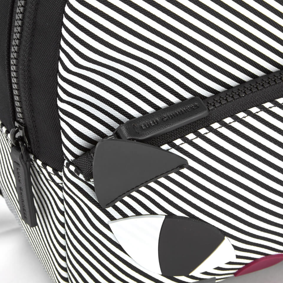 Lulu Guinness Women's Stripe Kooky Cat Small Backpack - Black White