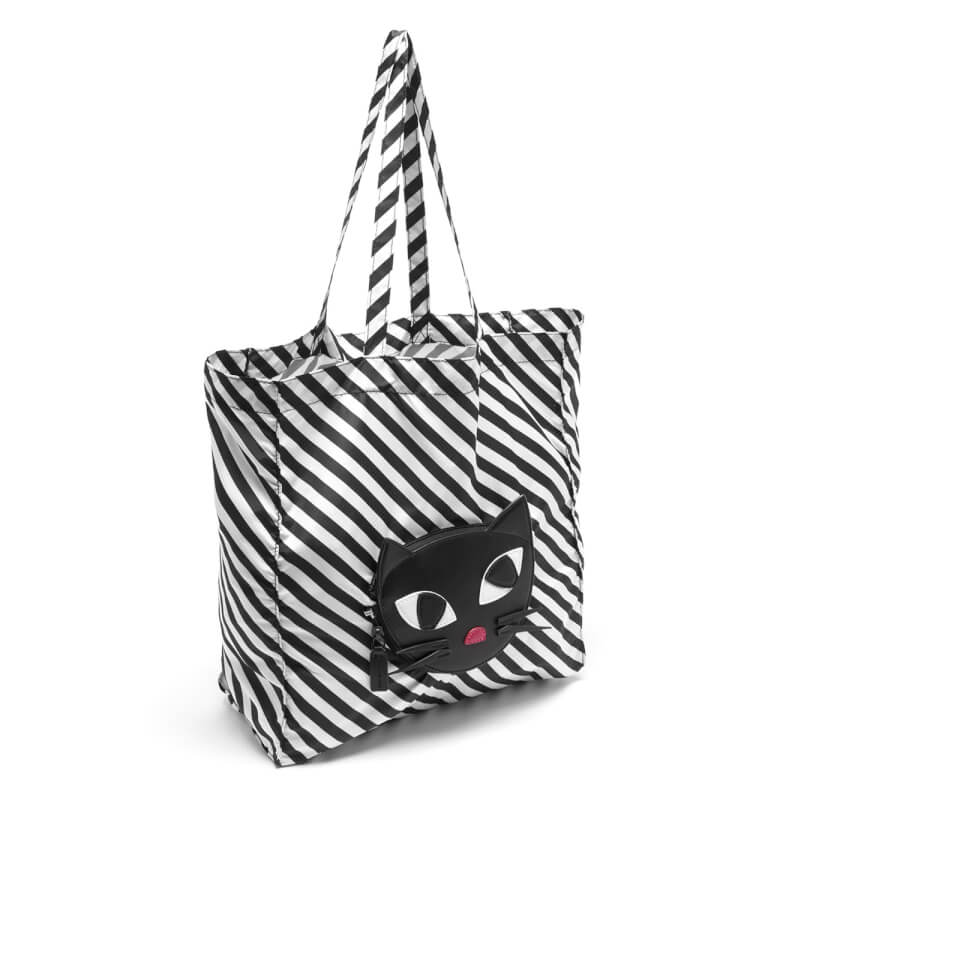 Lulu Guinness Women's Kooky Cat Foldaway Shopper Bag - Black White