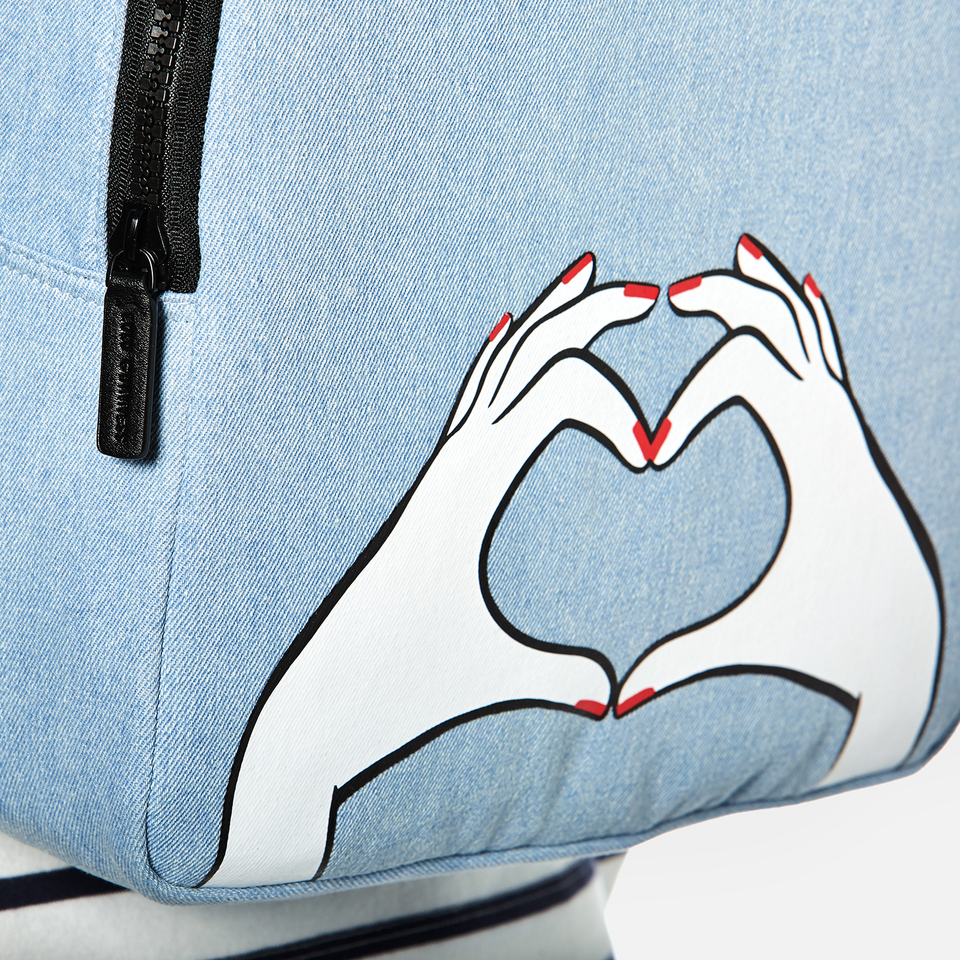 Lulu Guinness Women's Heart Hands Large Denim Backpack - Denim