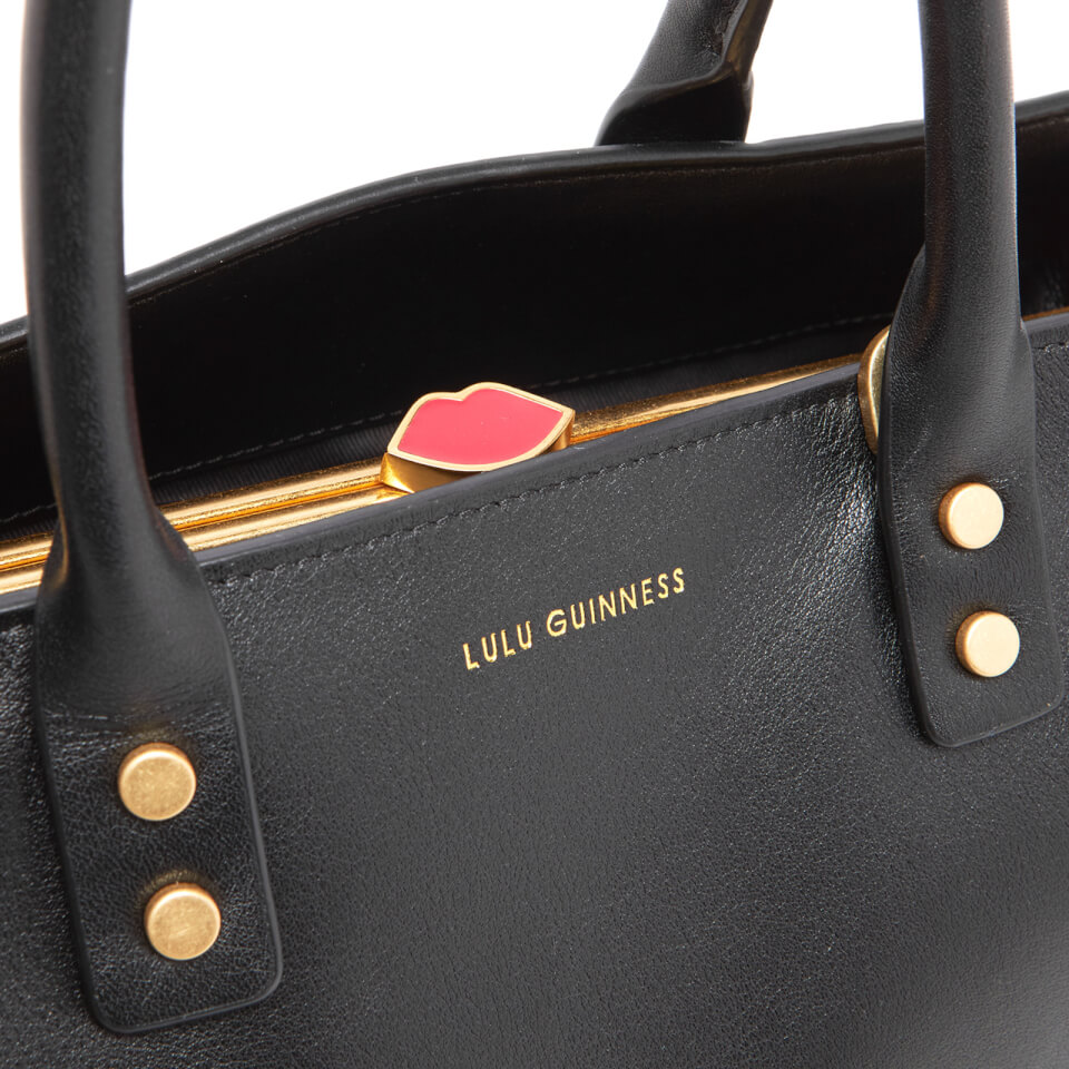 Lulu Guinness Women's Daphne Medium Smooth Leather Cross Body Bag - Black Porcelain