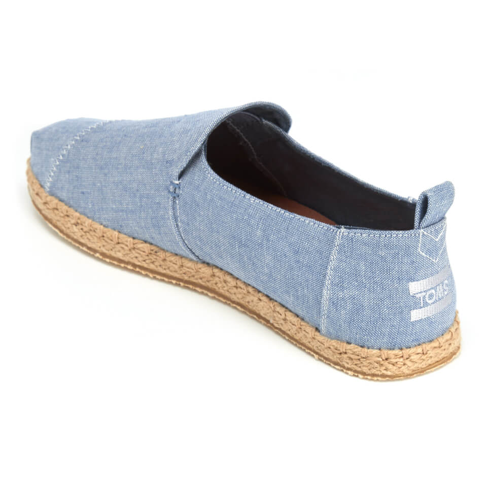 TOMS Men s Deconstructed Alpargata Espadrille Slip On Pumps Cornflower Blue Slub Chambray Allsole
