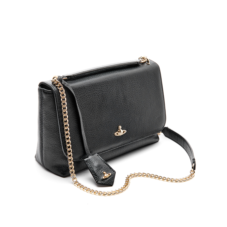 Vivienne Westwood Women's Balmoral Grain Leather Large Fold Over Shoulder Bag - Black