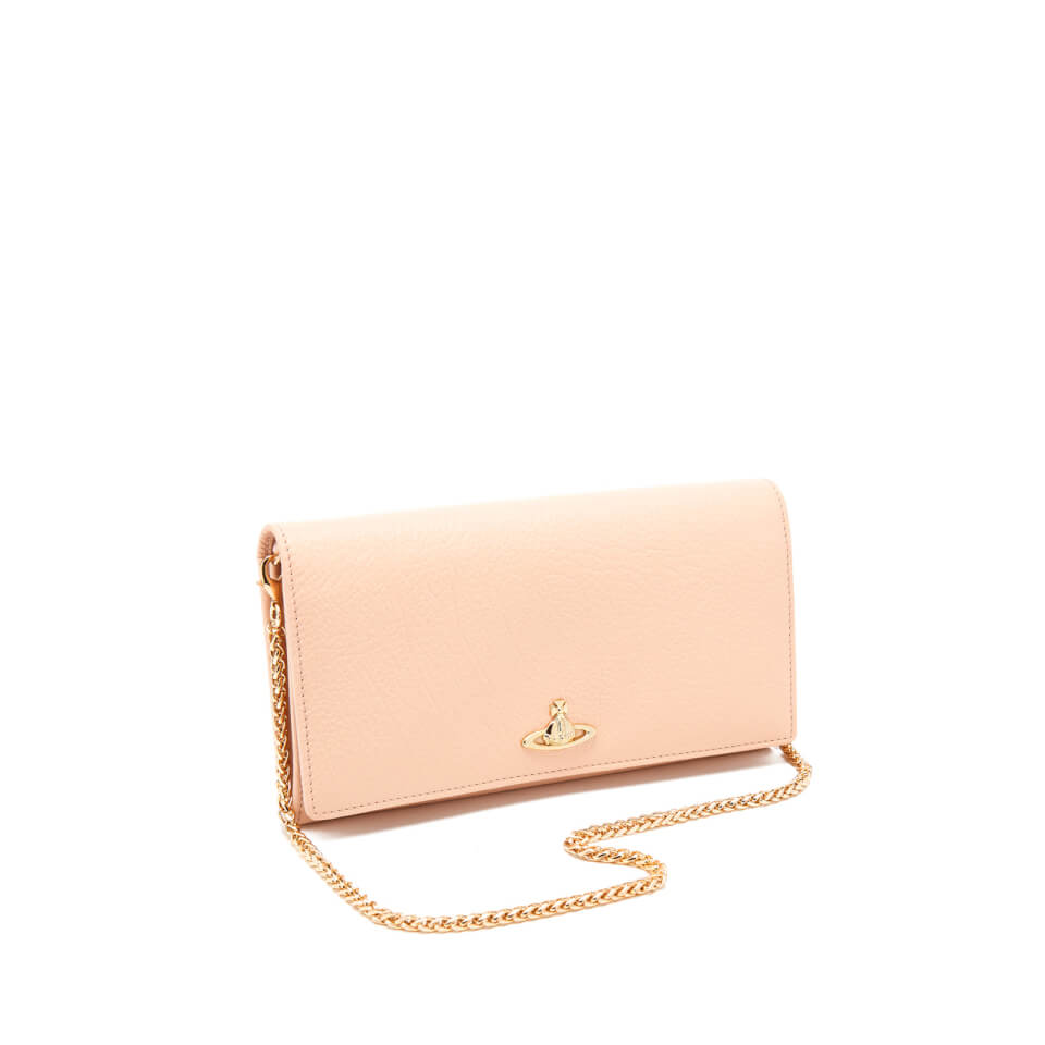 Vivienne Westwood Women's Balmoral Grain Leather Long Wallet with Chain - Pink