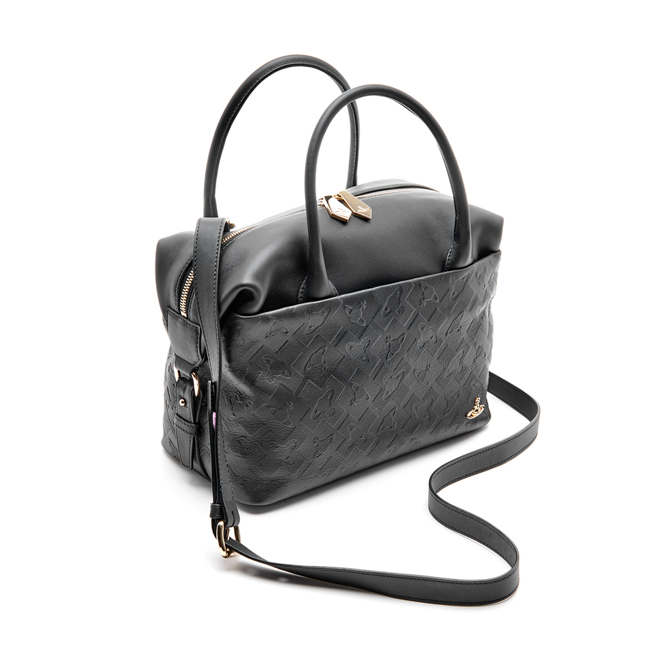 Vivienne Westwood Women's Harrow Embossed Leather Small Shoulder Bag - Black
